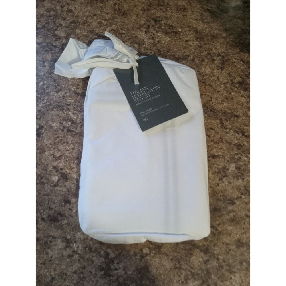 Italian Hotel SatIn Stitch White Pillow Case King Sham Ash (1) Tags